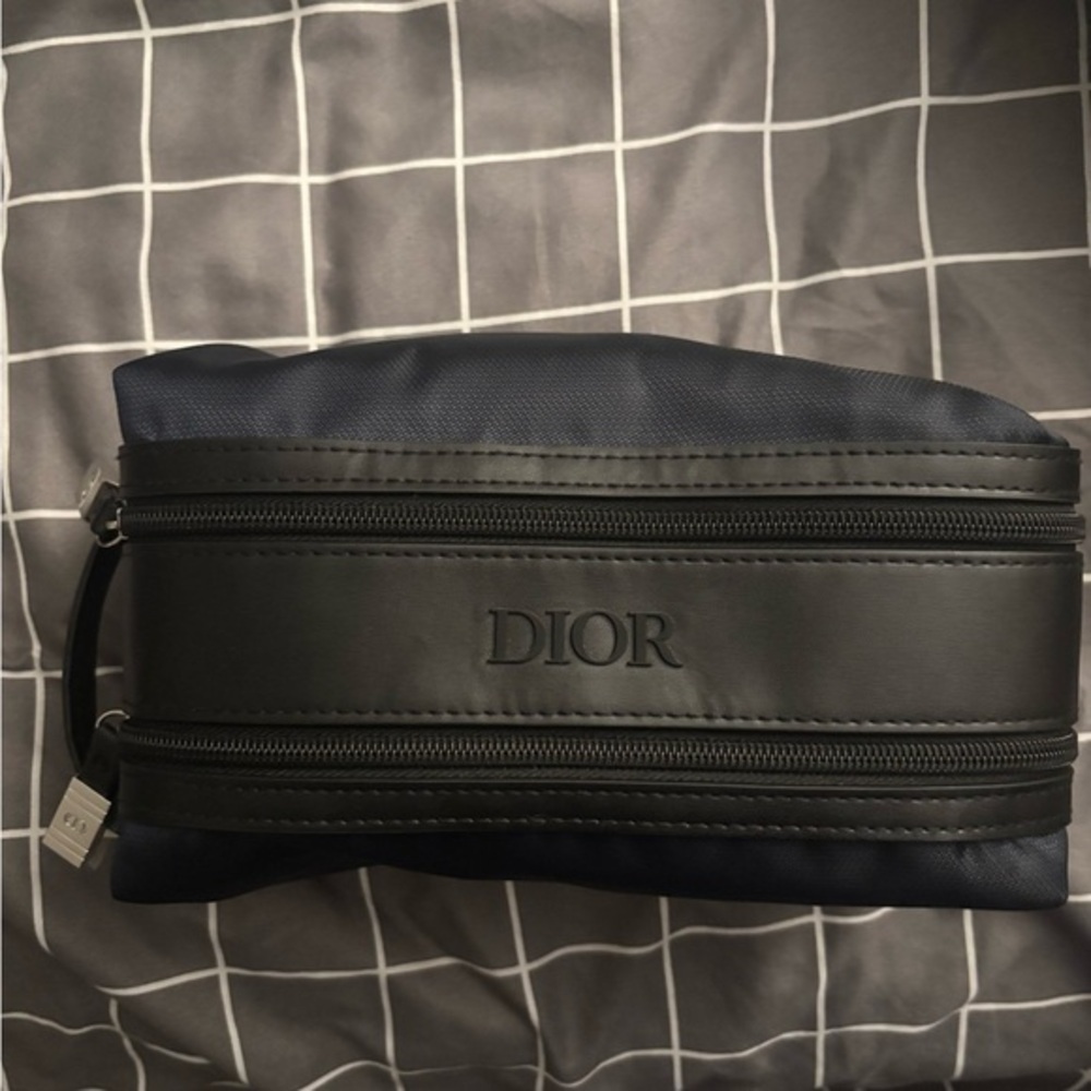 Dior Men's Black and Dark Blue Toiletry Bag